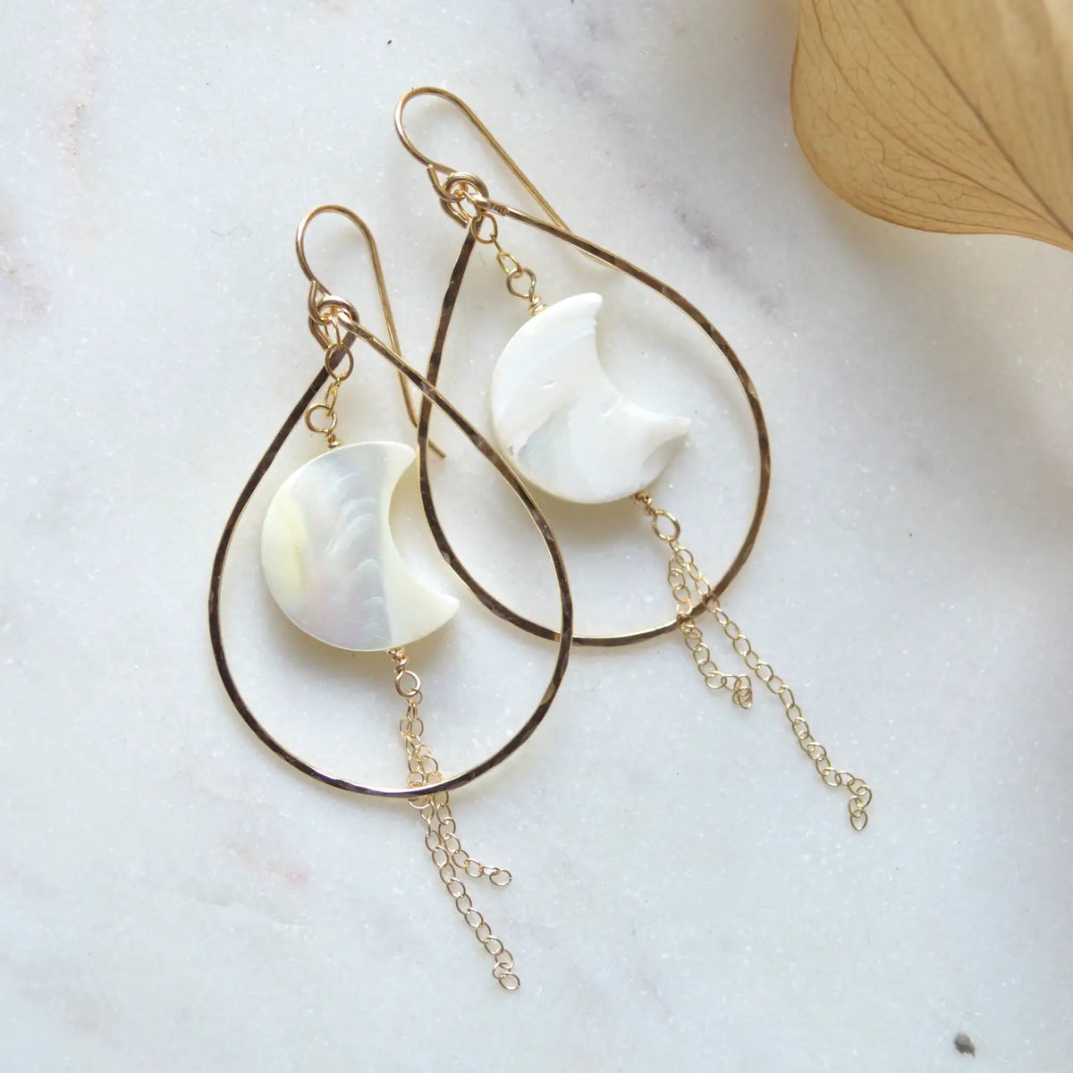 SALTY BUT SWEET Mother of Pearl Crescent Earrings