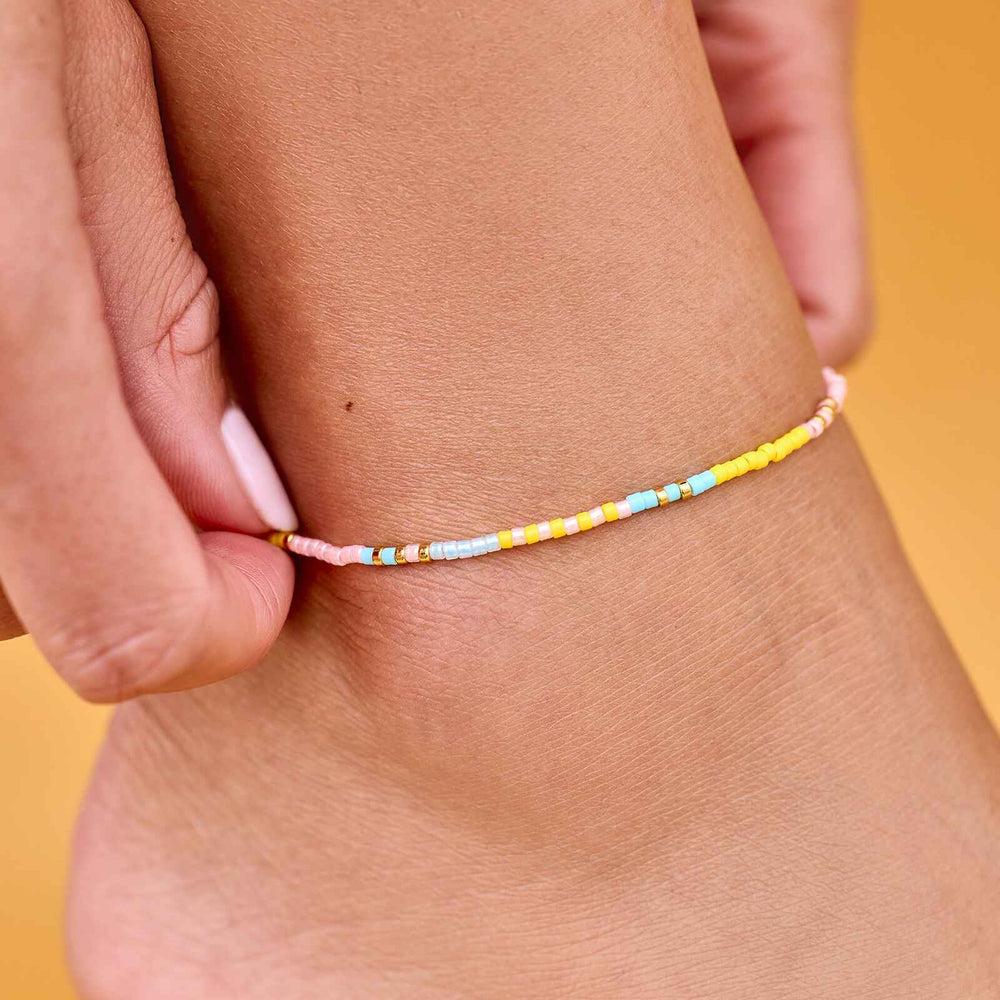 PURA VIDA SUNSET BEACH BEAD STRETCH ANKLET