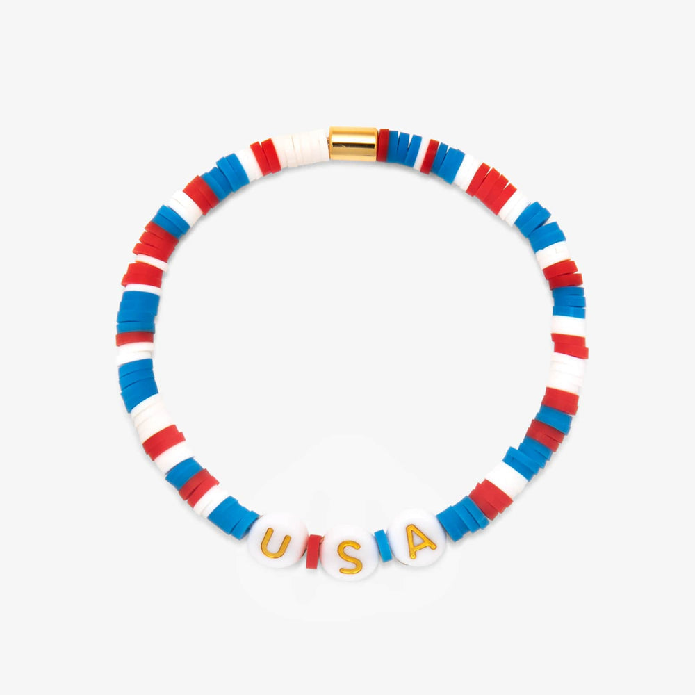 PURA VIDA USA VINYL DISC STRETCH BEAD BRACELET