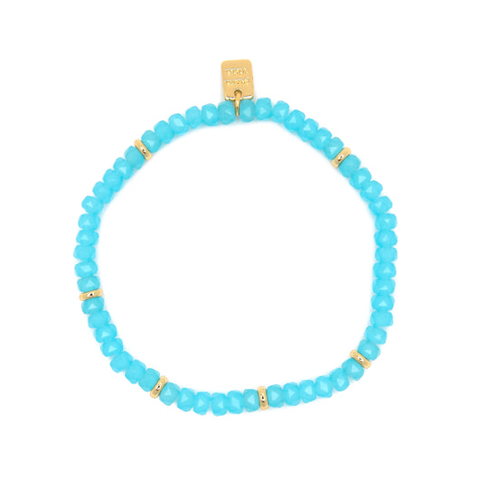 PURA VIDA SURFRIDER FDN AQUA STRETCH BRACELET GOLD