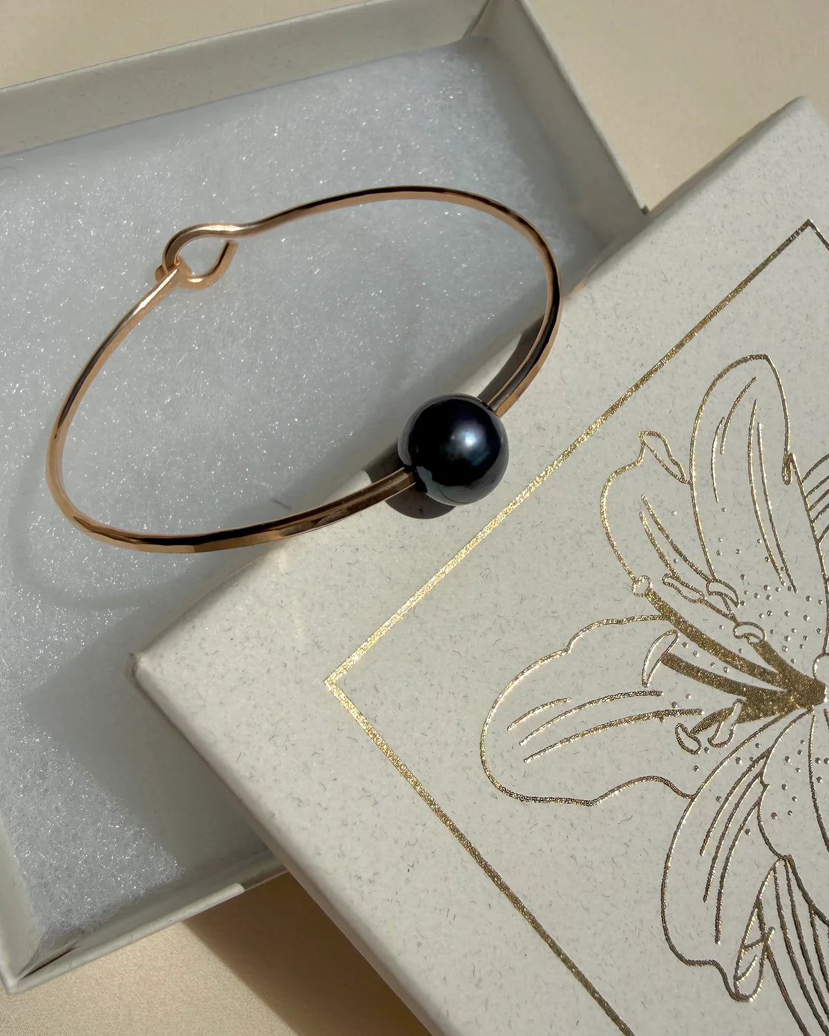 In Situ Playa Floating Black Pearl Bracelet  14K Gold Fill