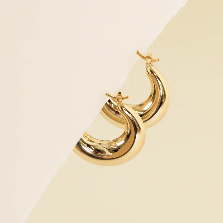 JAXKELLY Gold Hoop  Sculptural Wide Earrings