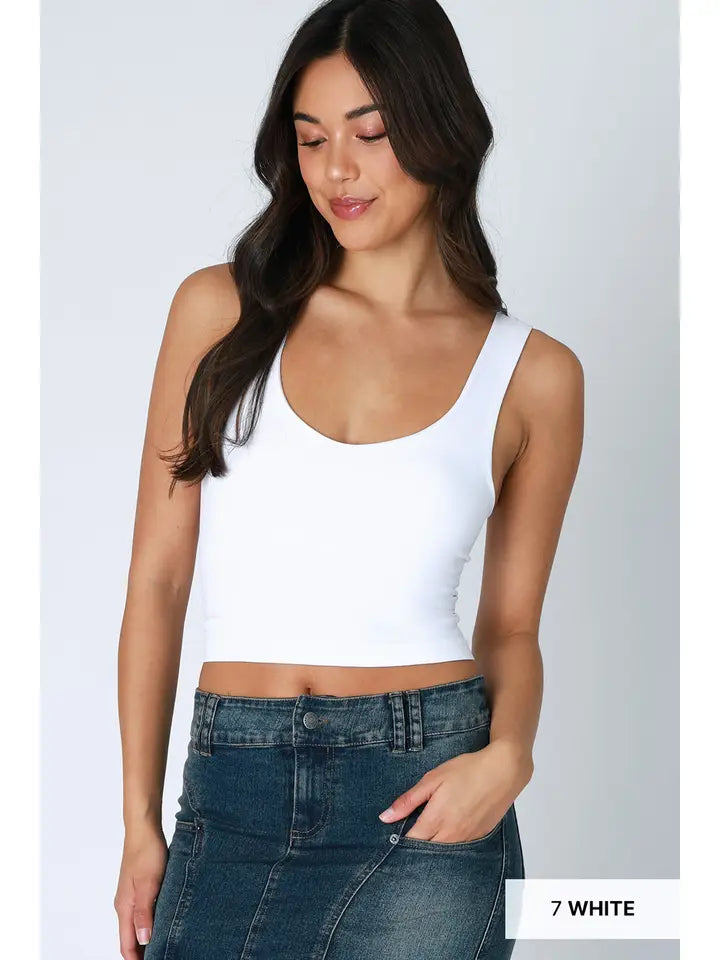 NIKIBIKI  Clean Line Racerback Crop Top WHITE