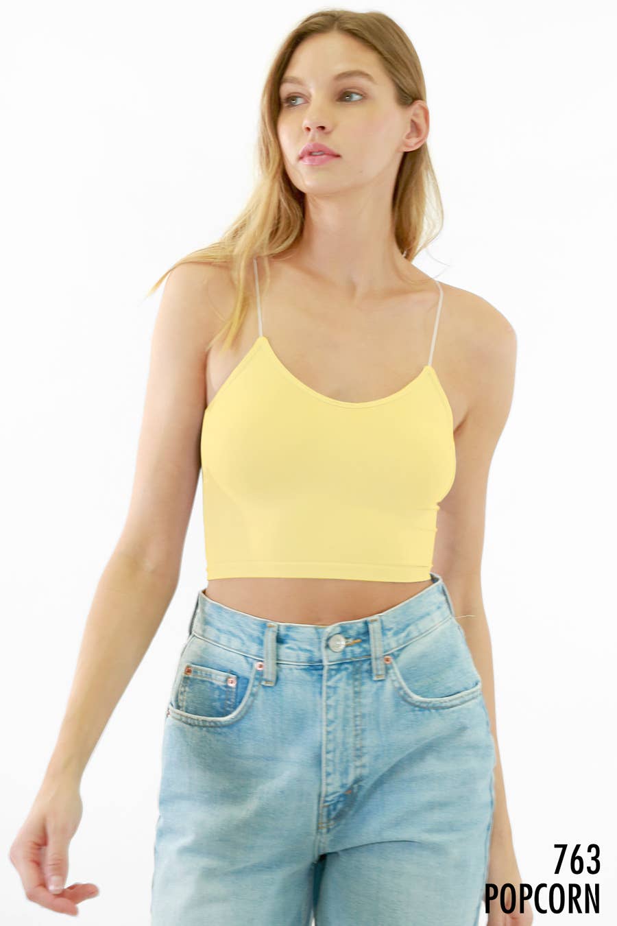 NIKIBIKI Skinny Strap Cropped Cami - Women's Knit Top INDIGO