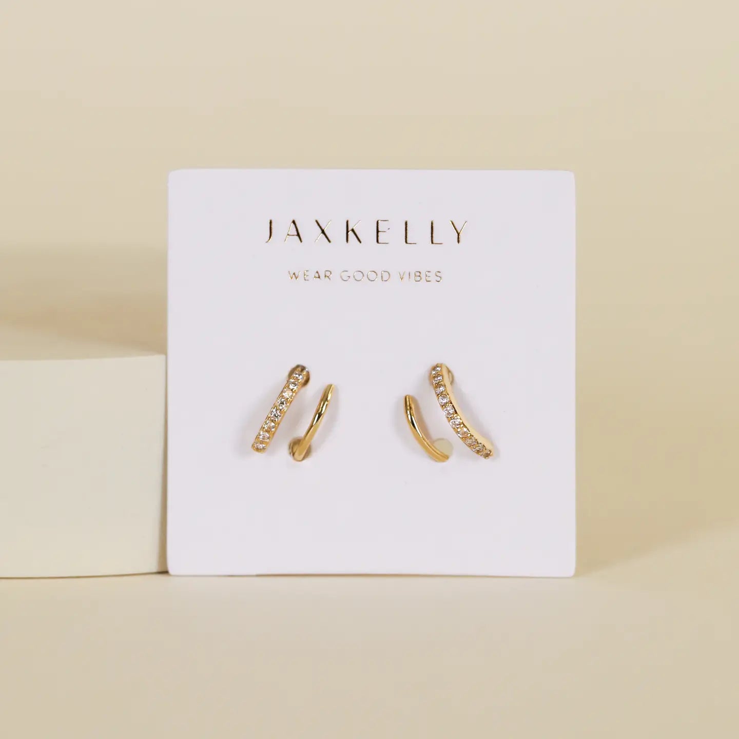 JAXKELLY PAVE SPIRAL GOLD EARRINGS