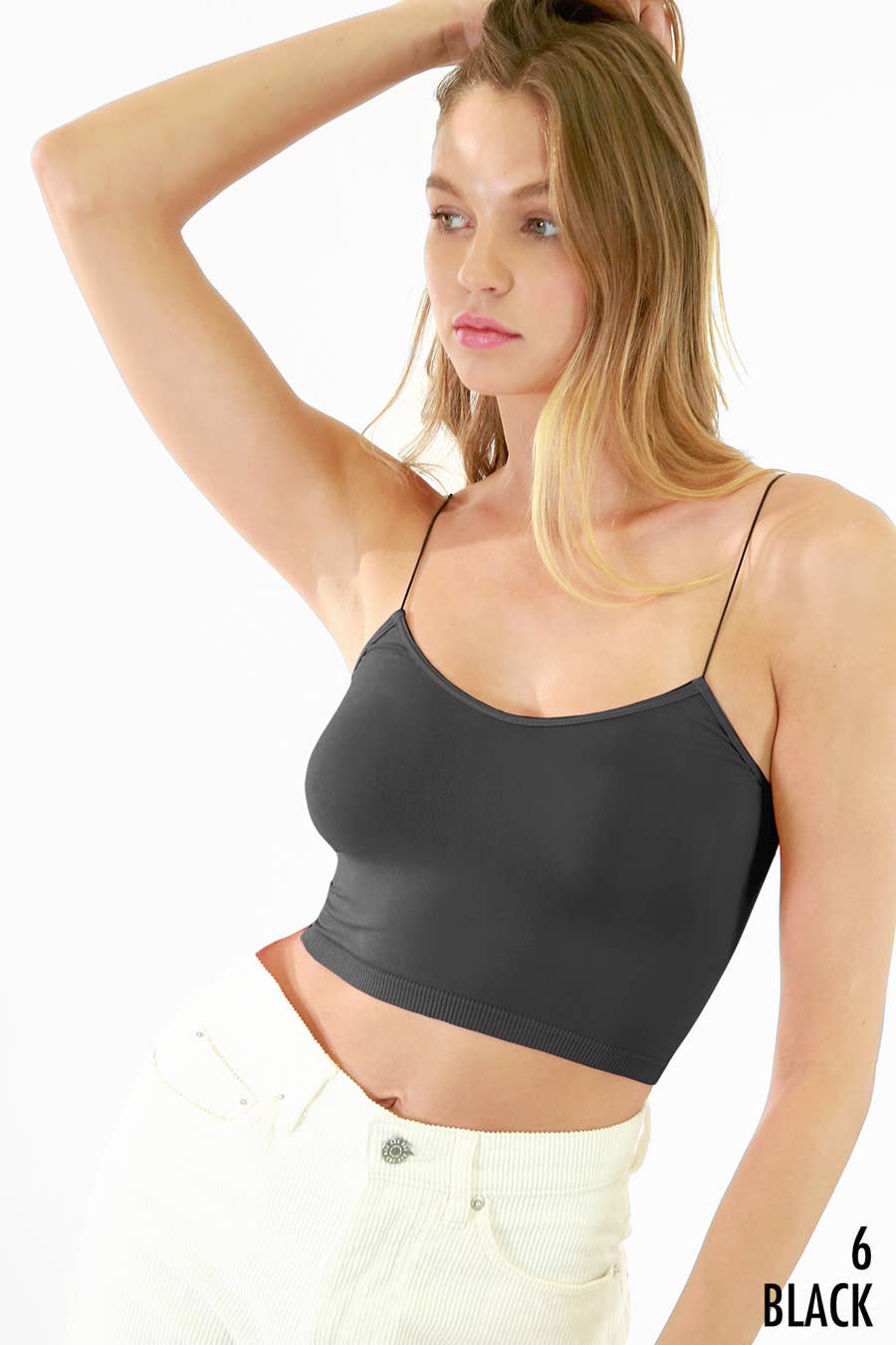 NIKIBIKI Skinny Strap Cropped Cami - Women's Knit Top Black