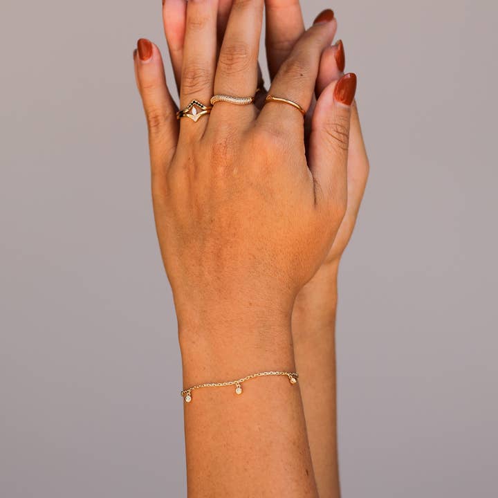 JAXKELLY Round Champagne Drop Bracelet-18K Gold Plated