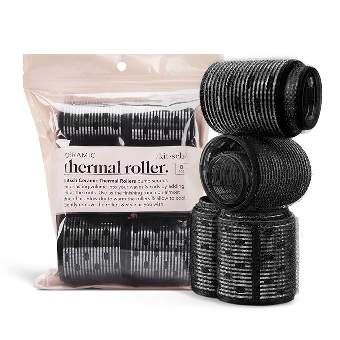 KITSCH BLACK CERAMIC HAIR ROLLERS 8pc