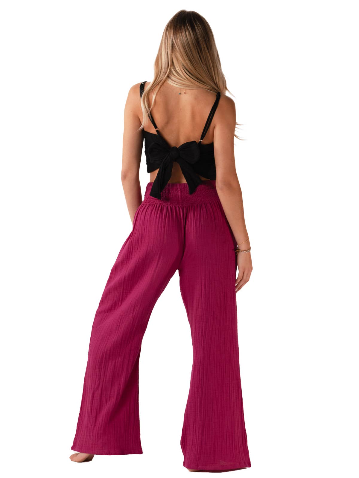 LOTUS AND LUNA WIDE LEG COTTON PANTS MAGENTA NEW!