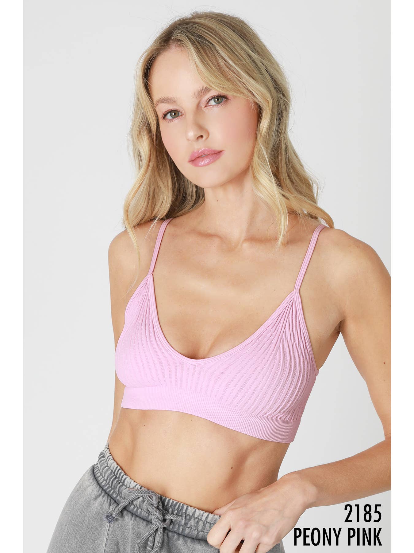 NIKIBIKI Ribbed V-Neck Bralette Peony