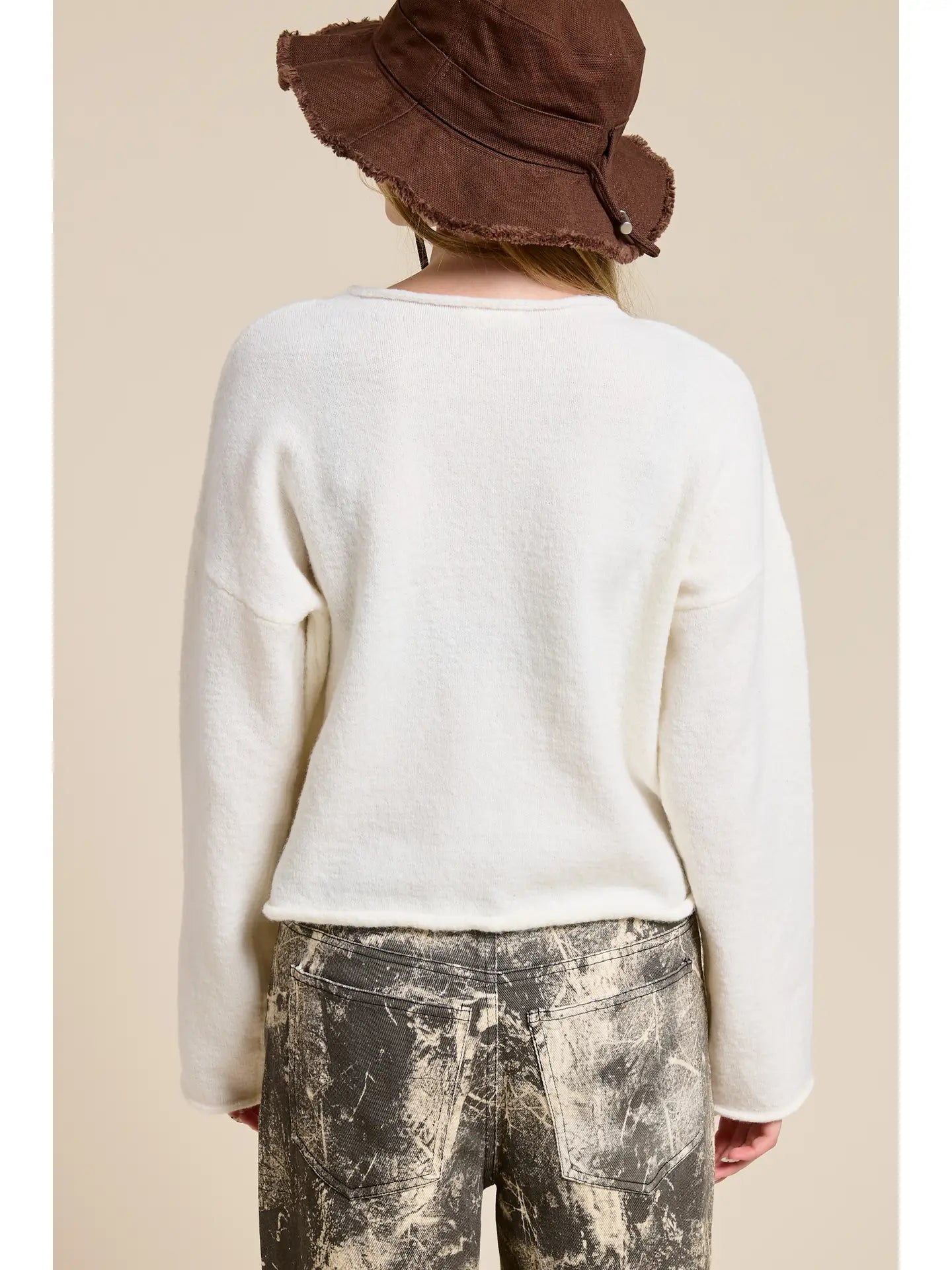 MIMOSA Essential Pullover Sweater Top Ivory