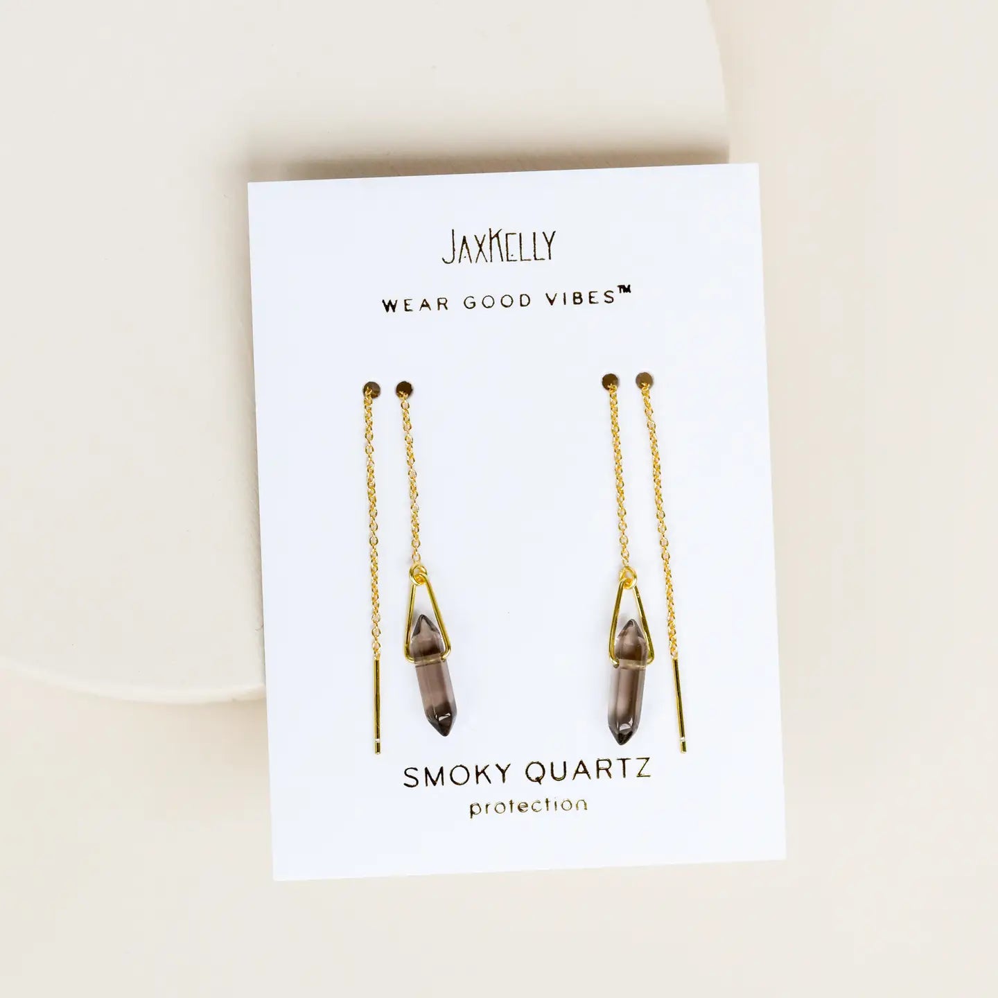 JAXKELLY Threader - Smoky Quartz - Gold Earrings