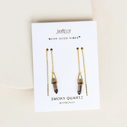 JAXKELLY Threader - Smoky Quartz - Gold Earrings