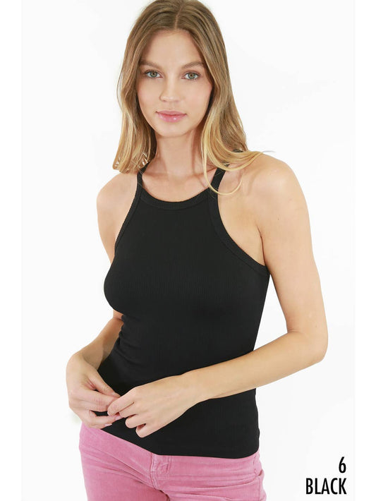 NIKIBIKI  Highneck Ribbed Tank Black