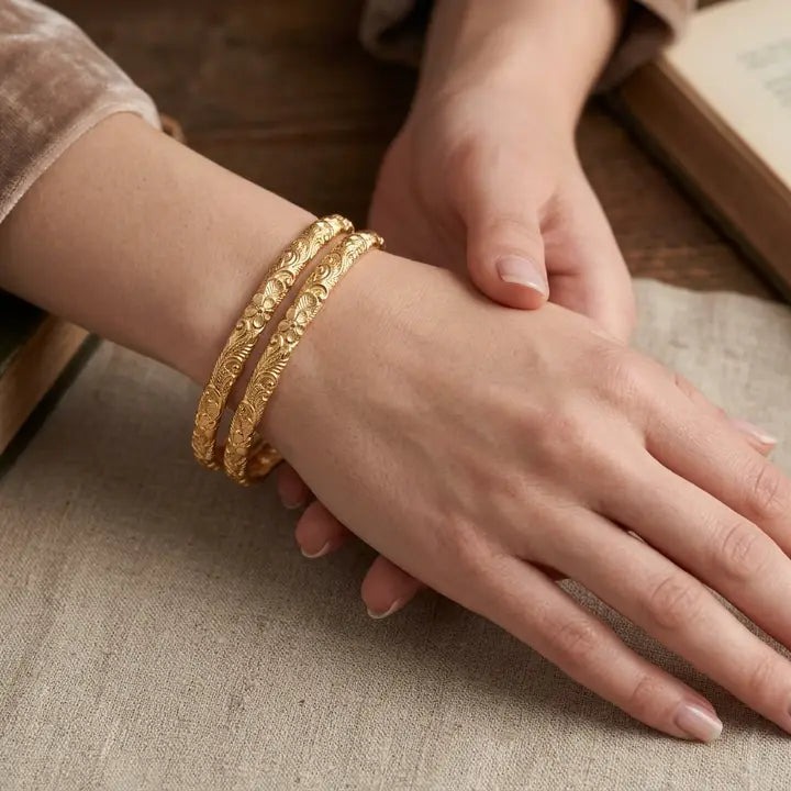 FLYING LIZARD DESIGN VINTAGE FLORAL GOLD BRACELET