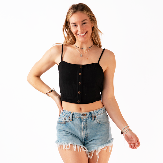 LOTUS AND LUNA CRUISIN CROP TOP BLACK ONE SIZE