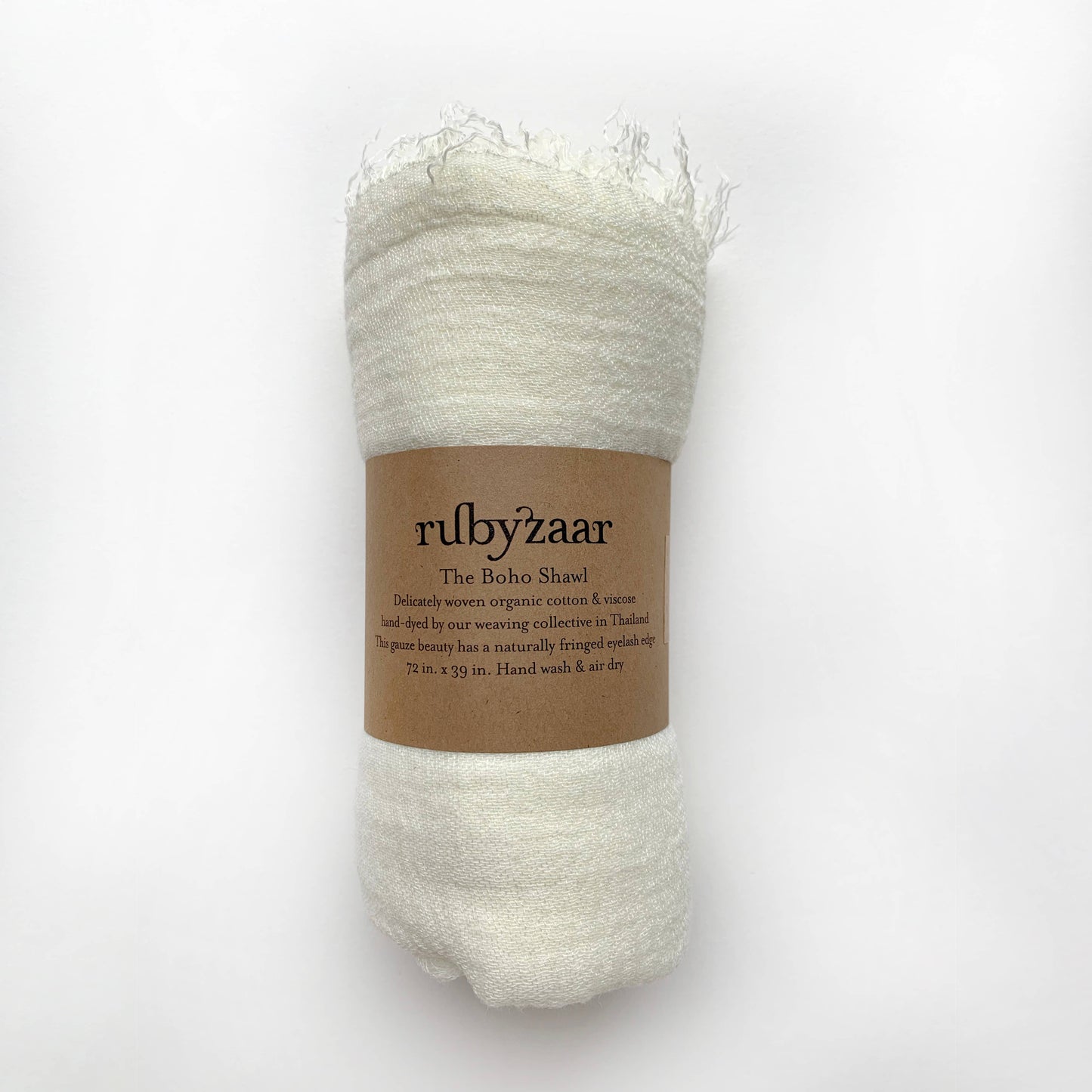 RUBYZAAR BOHO BOHEMIAN SCARF COTTON AND BAMBOO- Pure White