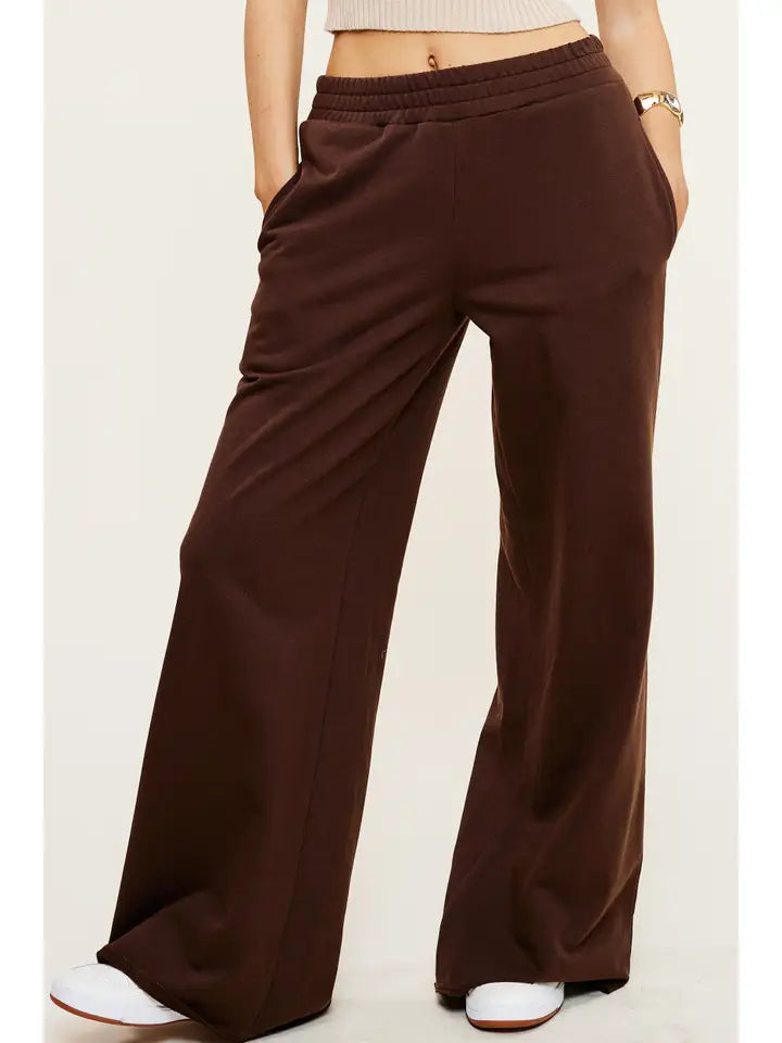 MIMOSA Wide Leg Cotton Sweatpant Brown