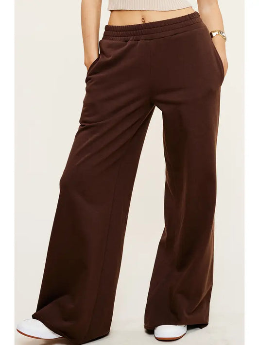 MIMOSA Wide Leg Cotton Sweatpant Brown