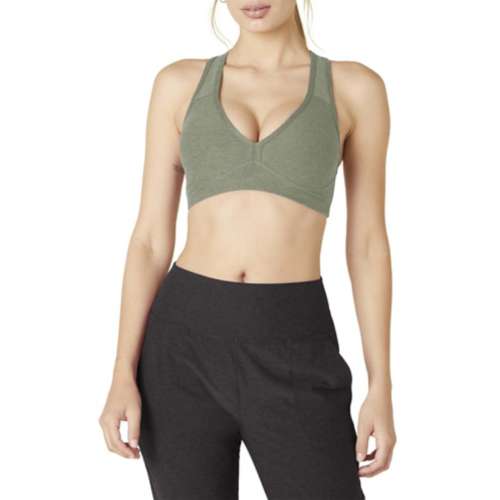 BEYOND YOGA LIFT YOUR SPIRITS BRA GREY SAGE HEATHER