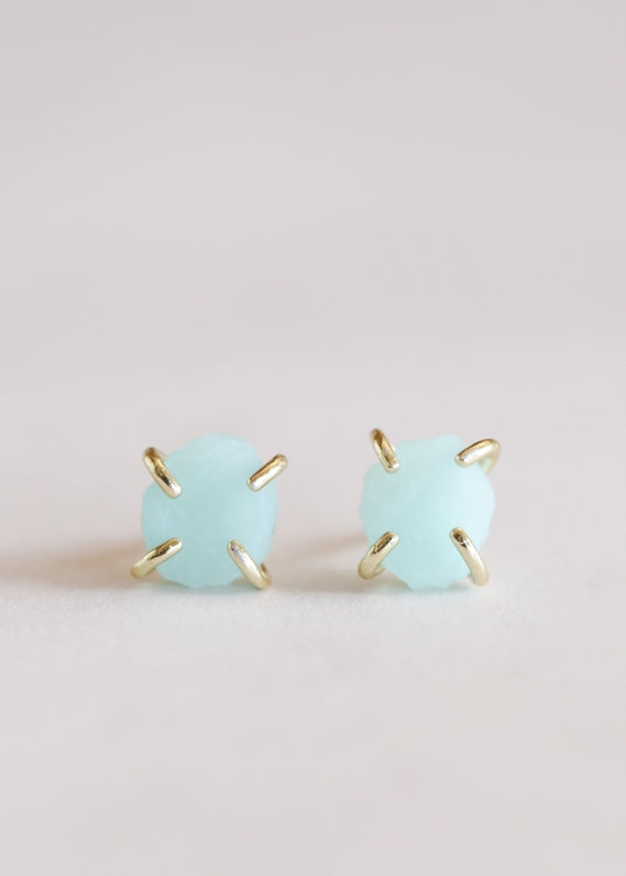 JAXKELLY GEMSTONE PRONG AMAZONITE EARRINGS