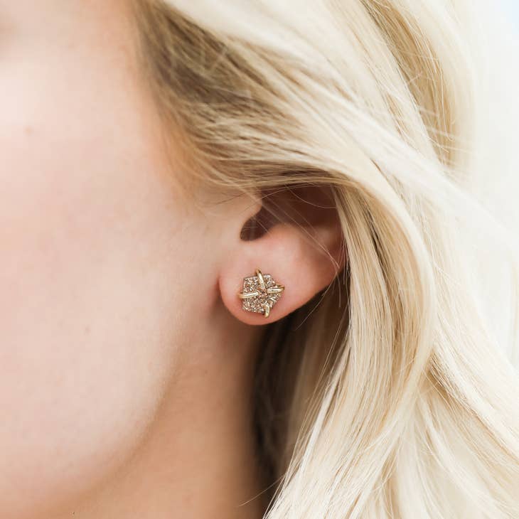 JAXKELLY DRUZY PRONG ROSE GOLD EARRINGS