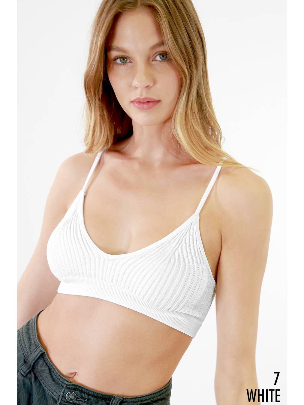 NIKIBIKI Ribbed V-Neck Bralette White