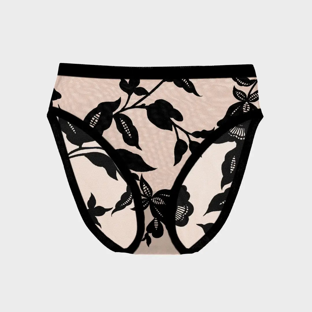 EBY SHEER FLOCKED HIGH CUT BRIEF MADAM OH LA LA 