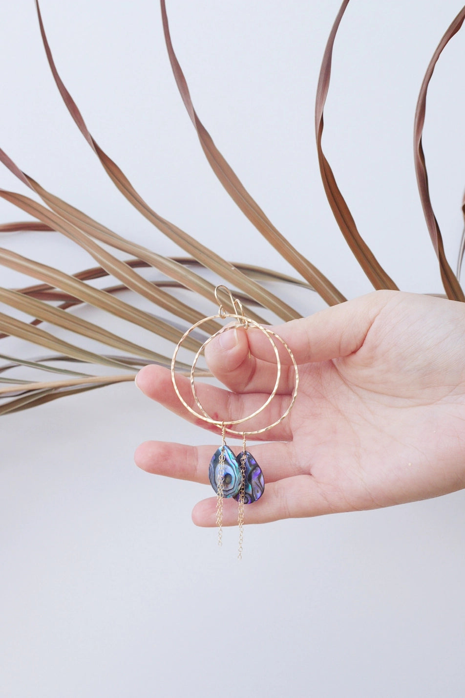 SALTY BUT SWEET PAUA SHELL HOOP EARRINGS