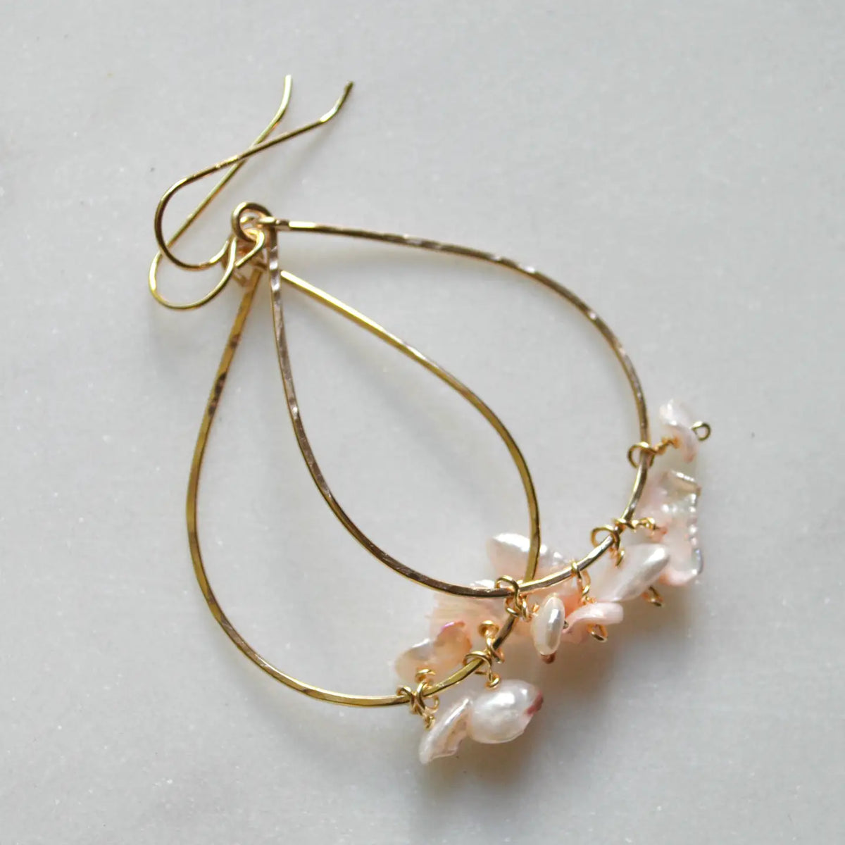 SALTY BUT SWEET LIGHT PINK KESHI PEAR TEARDROP EARRINGS