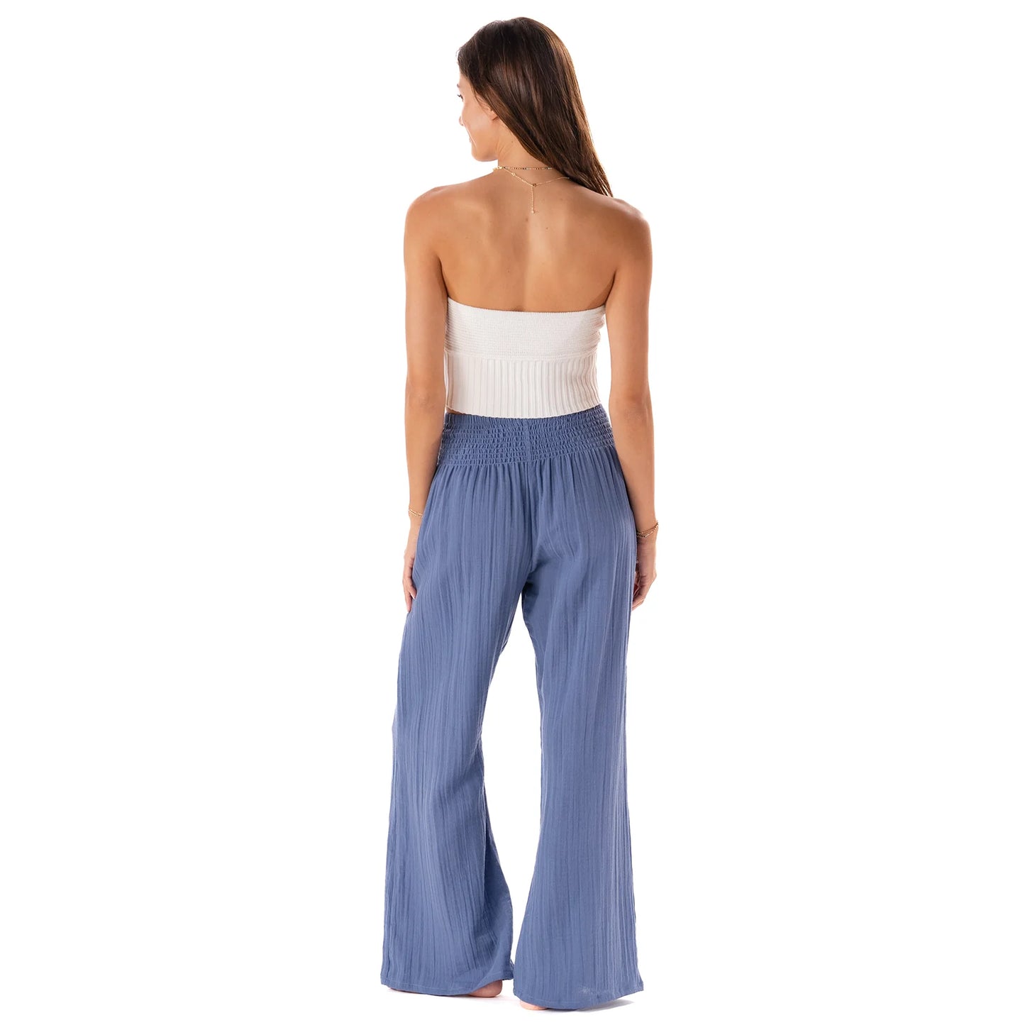 LOTUS AND LUNA WIDE LEG COTTON PANTS PERIWINKLE