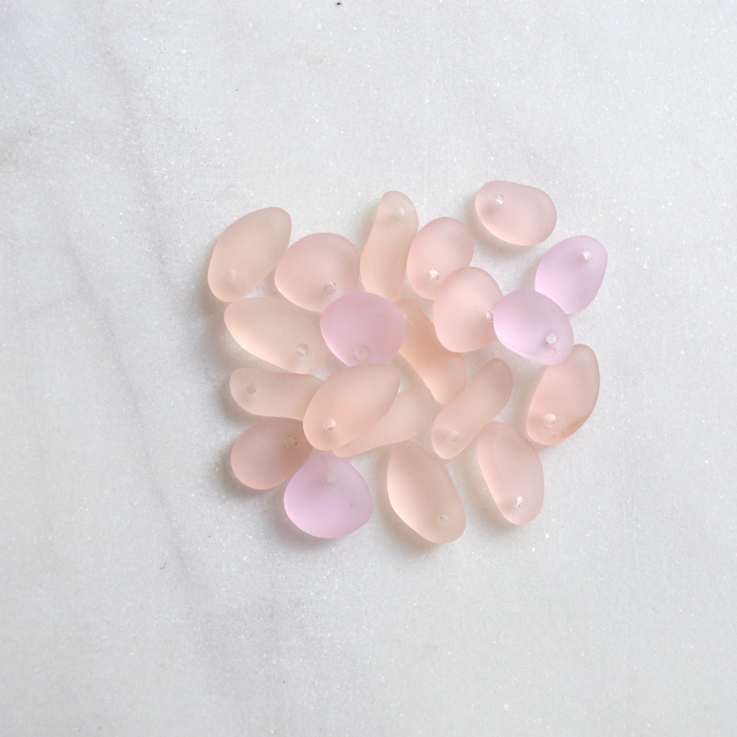 SALTY BUT SWEET Tiny Frosted Pink Sea Glass and Starfish Necklace in Gold 16" or '18 inch