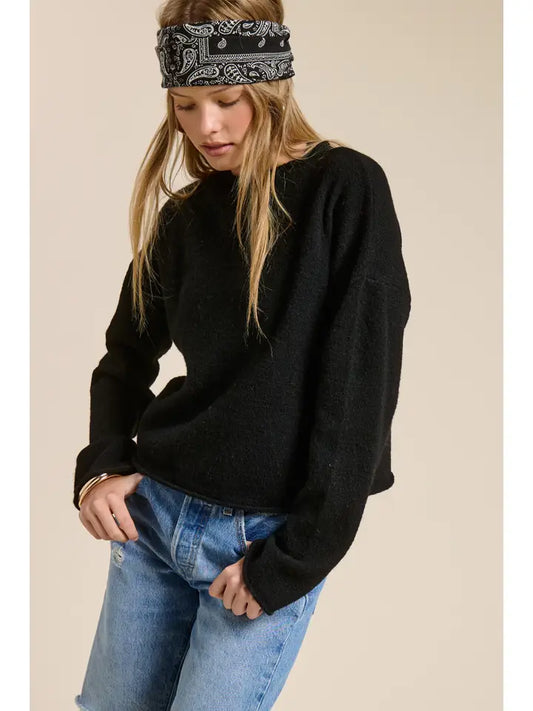 MIMOSA Essential Pullover Sweater Top Black