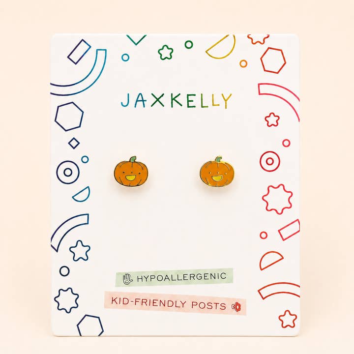 JAXKELLY Pumpkin Enamel Flat Back Kids Earrings