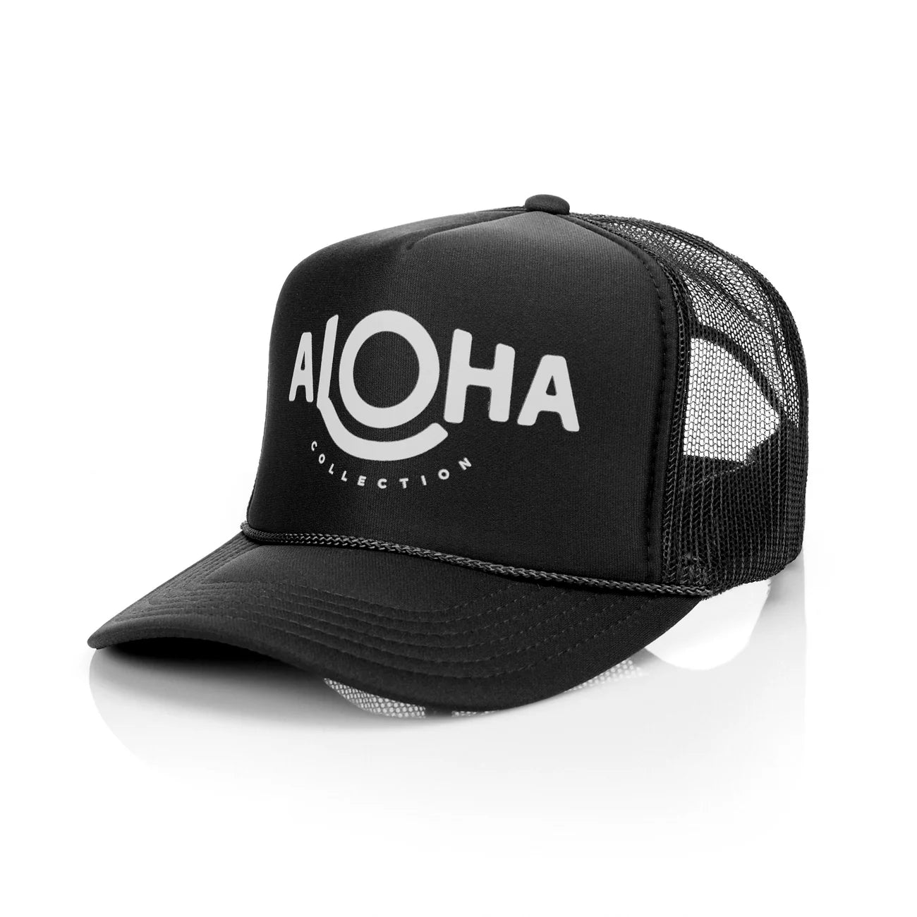 ALOHA COLLECTION ALOHA TRUCKER HAT WHITE/BLACK