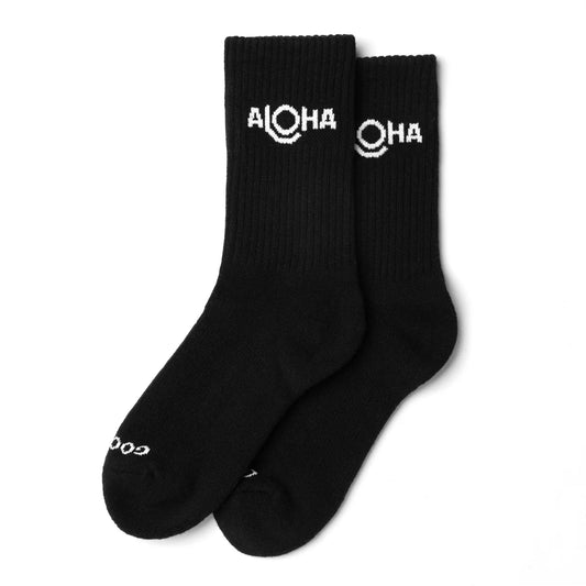 ALOHA COLLECTION CREW SOCKS BLACK