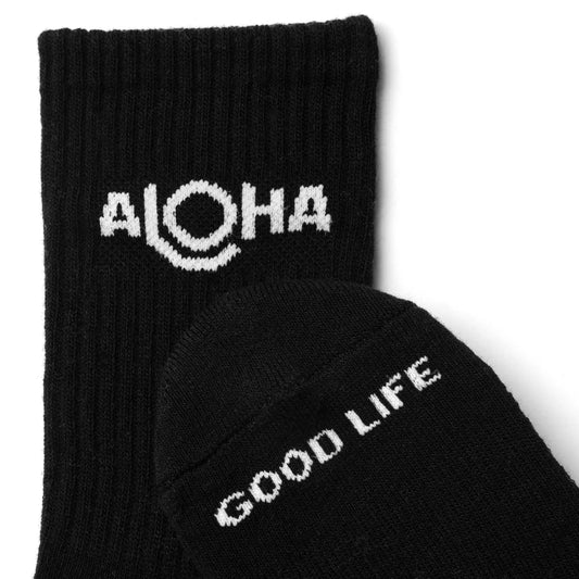 ALOHA COLLECTION CREW SOCKS BLACK