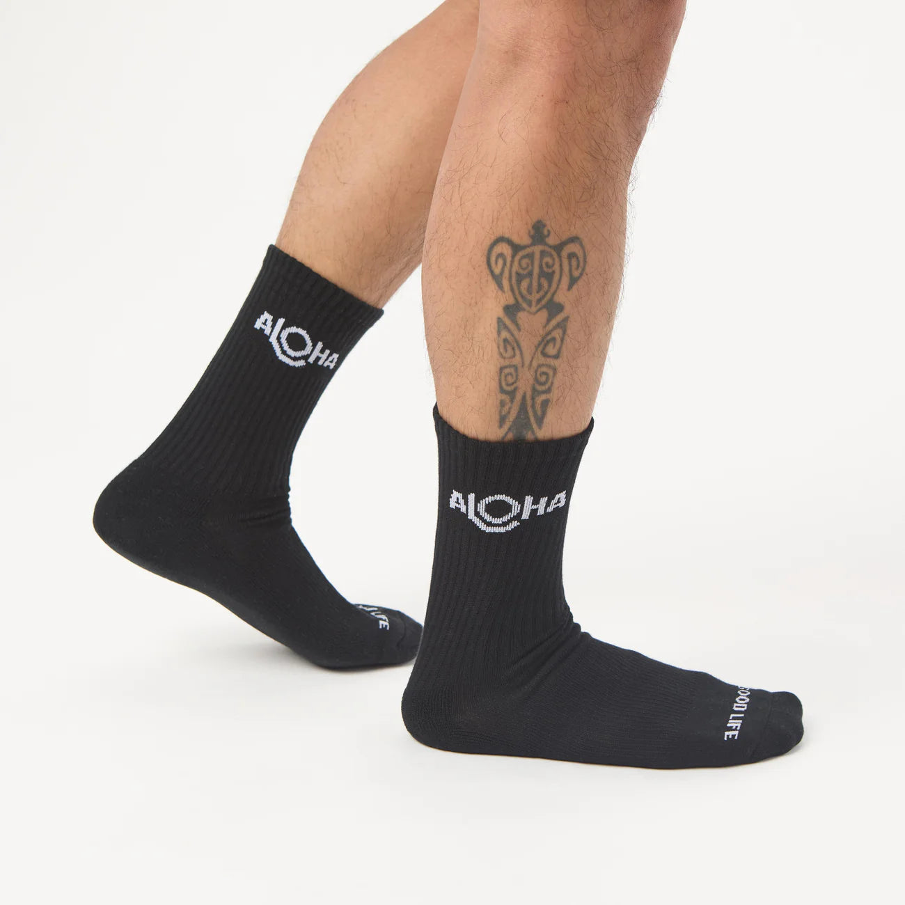 ALOHA COLLECTION CREW SOCKS BLACK