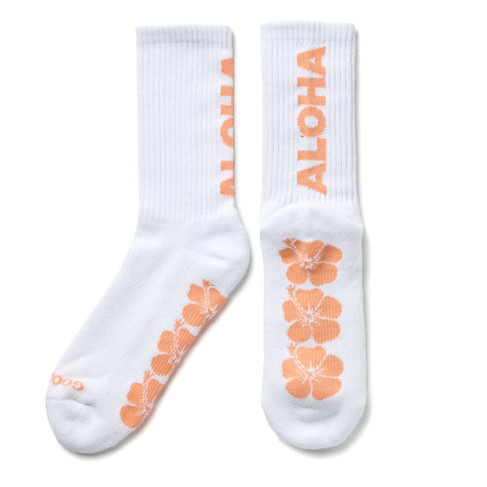 ALOHA COLLECTION CREW SOCKS NECTARINE