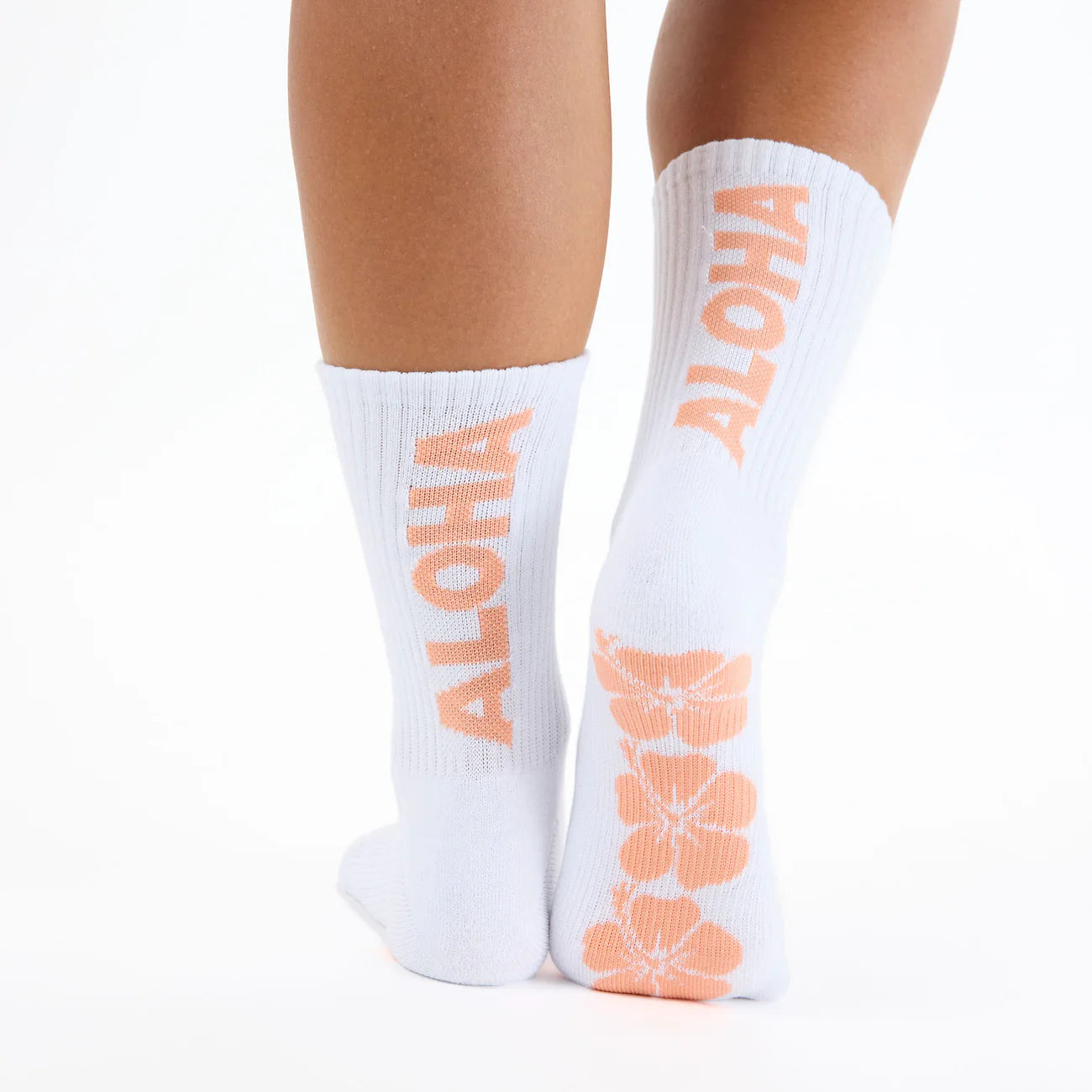 ALOHA COLLECTION CREW SOCKS NECTARINE