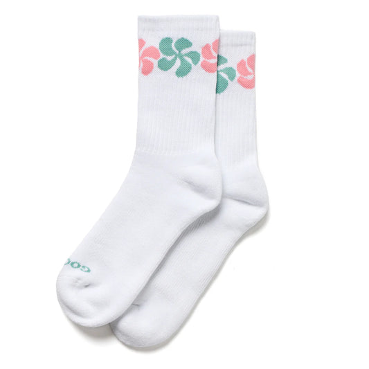 ALOHA COLLECTION FUNKY PLUMERIA CREW SOCKS DRY REEF