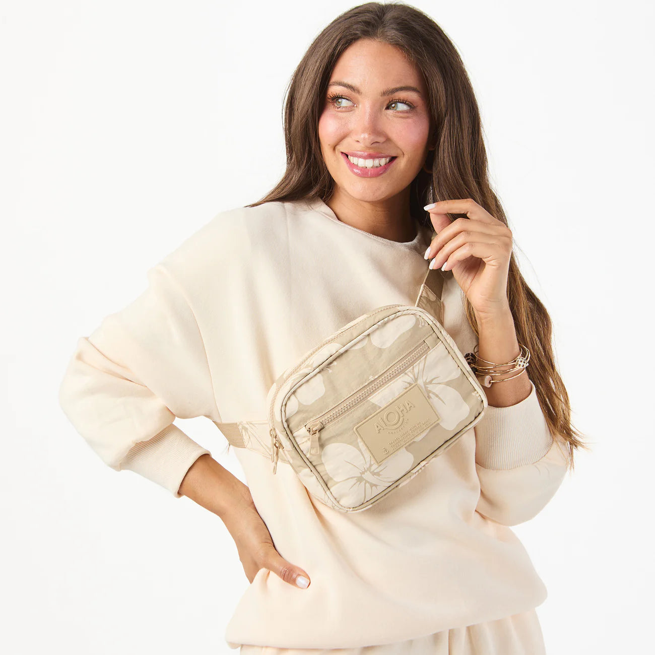 ALOHA COLLECTION Hana Hou Hip Pack Creme/Dune 2