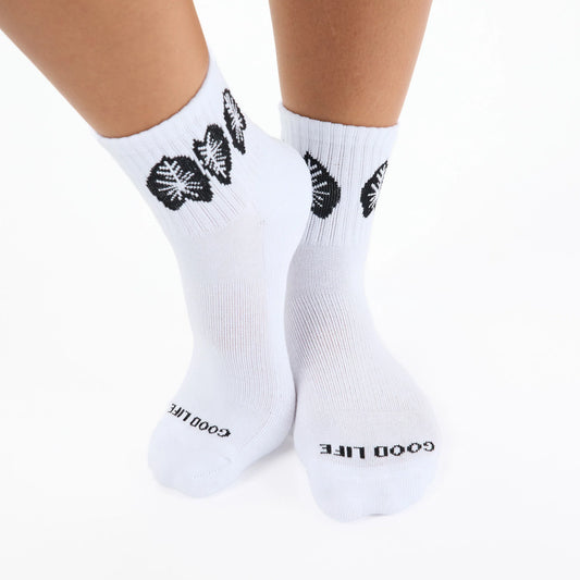 ALOHA COLLECTION KALO SHORTIE SOCKS BLACK WHITE