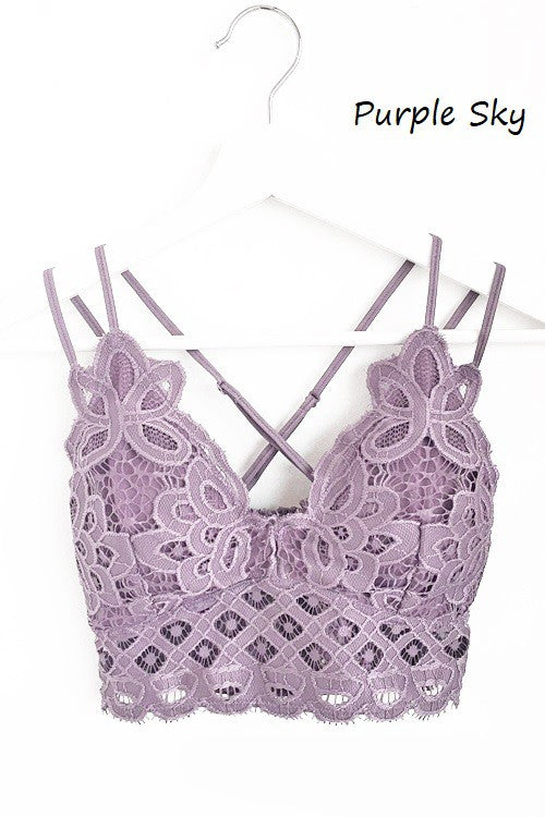 ANEMONE ELISE LACE BRALETTE PURPLE SKY