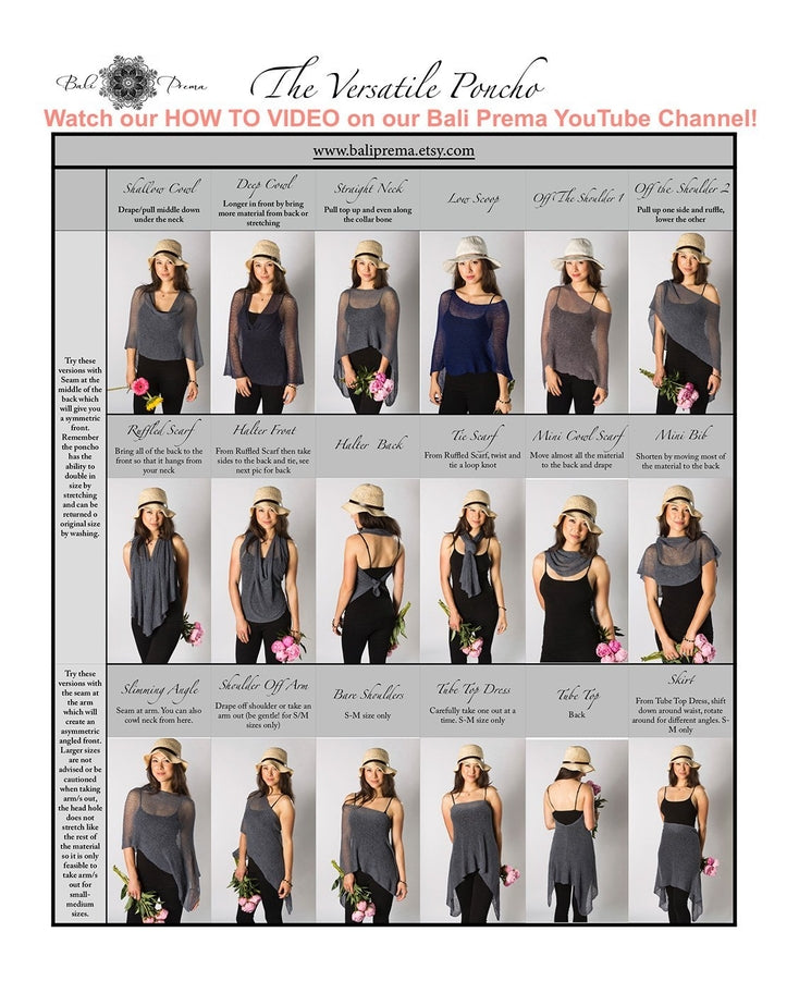 BALI PREMA Lightweight Knit Beach Shrug Cover Up Poncho Shawl 