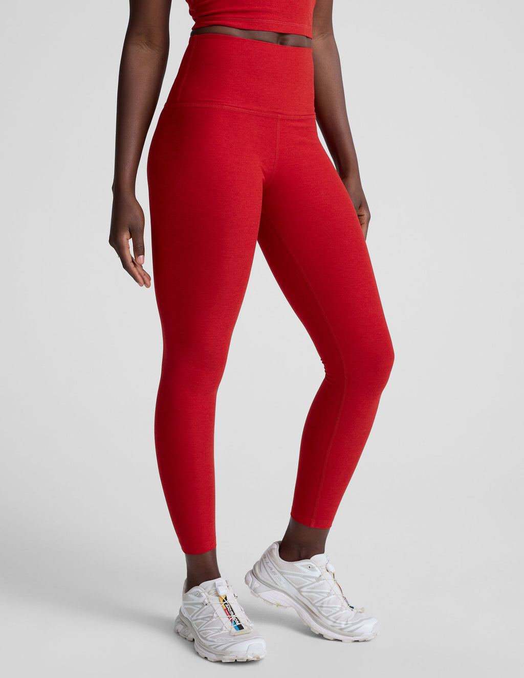 BEYOND YOGA CAUGHT IN THE MIDI HIGH WAISTED LEGGING HOLLY RED HEATHER