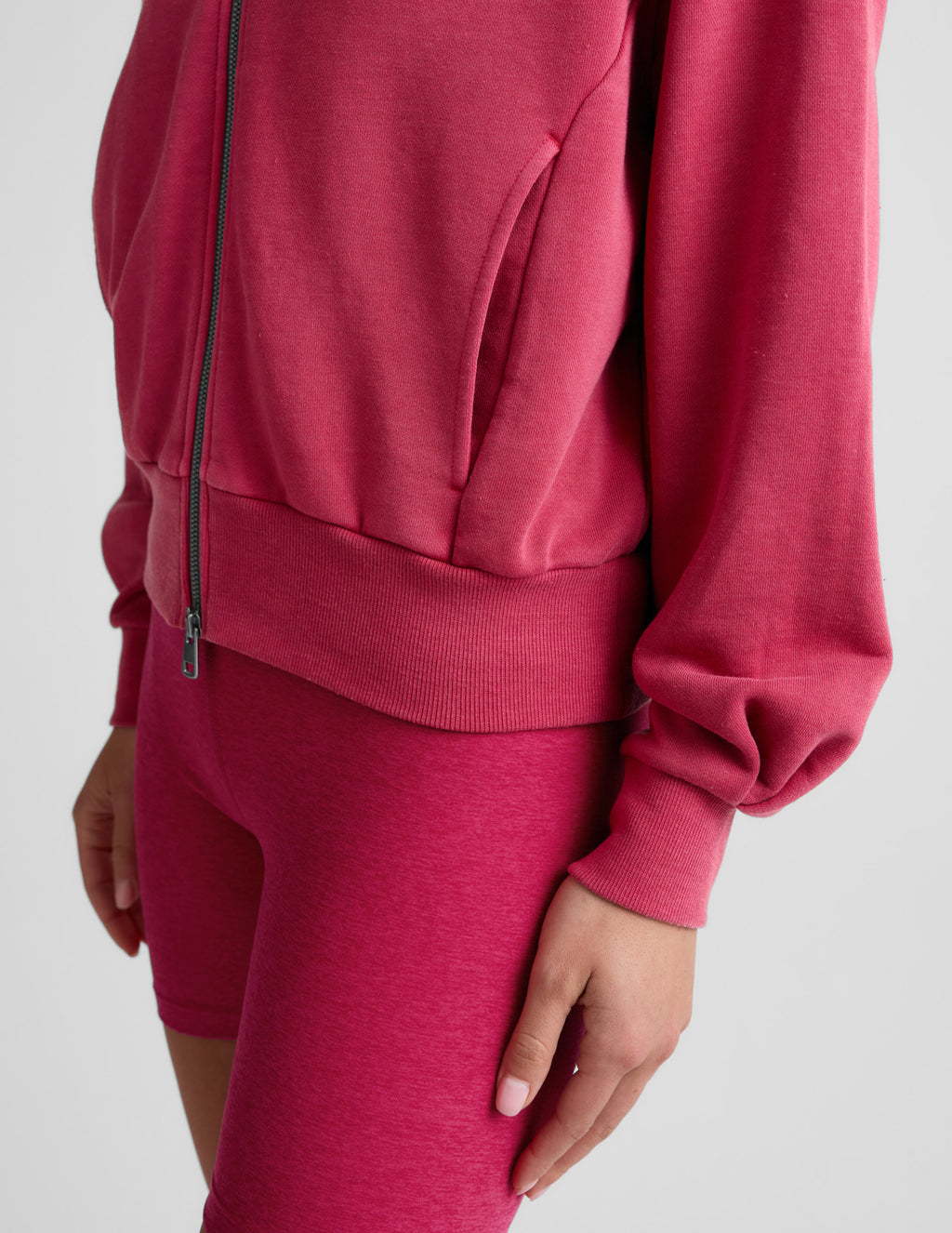 BEYOND YOGA FADE OUT FULL ZIP HOODIE WASHED BERRY RED