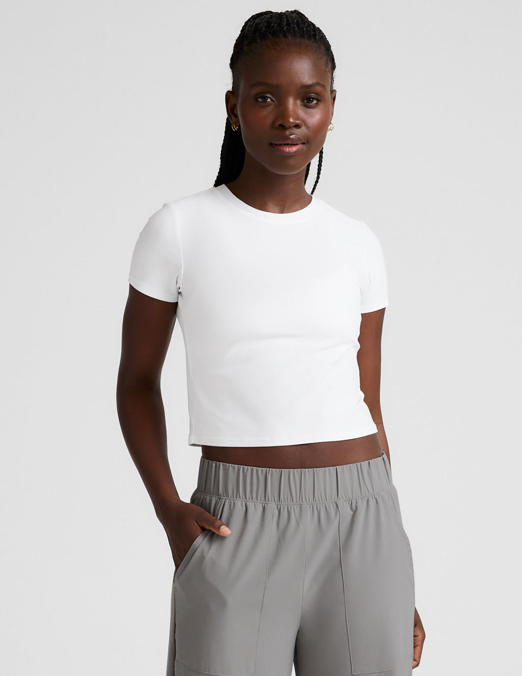 BEYOND YOGA FEATHERWEIGHT CROPPED TEE CLOUD WHITE