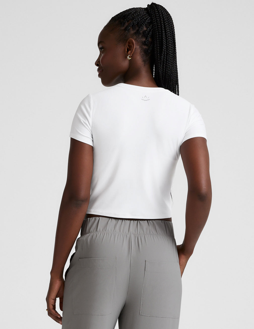 BEYOND YOGA FEATHERWEIGHT CROPPED TEE CLOUD WHITE