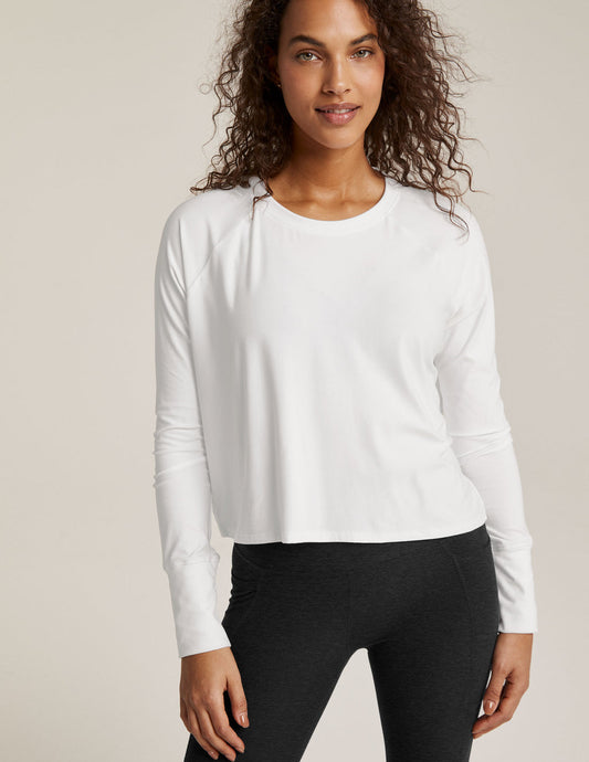 BEYOND YOGA FEATHERWEIGHT DAYDREAMER PULLOVER CLOUD WHITE